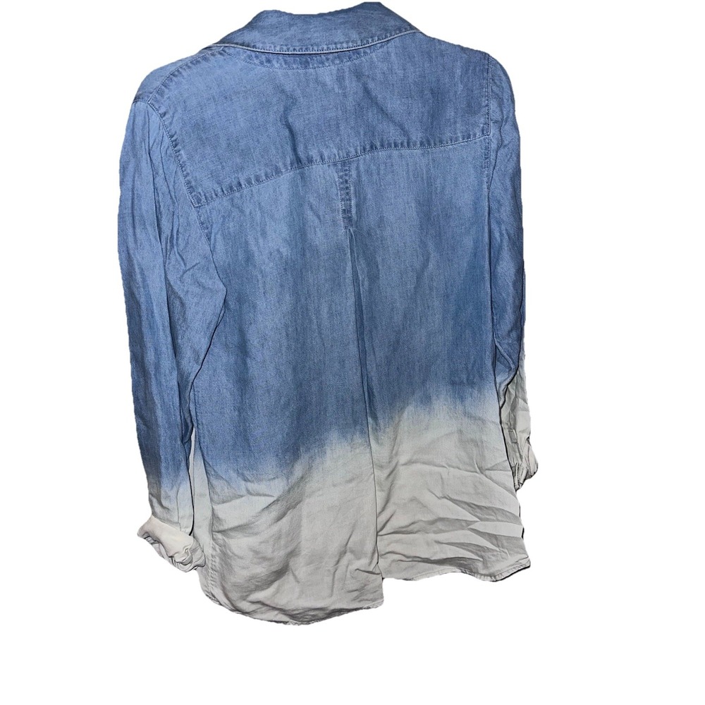 Soft Surroundings Top Size Small Button Down Chambray Linen‎ Tunic Blue Ombré - Picture 6 of 6